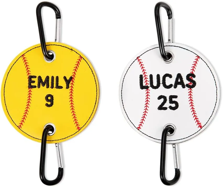 Personalized Name Bag Holder, Embroidered Baseball/Softball Bag Holder, Leather/Acrylic Dugout Organizer, Gift for Sports Lovers/Players/Coaches