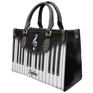 Personalized Piano Keys Leather Handbag For Women, Aesthetic Music Notes Crossbody Bag Purse Chic Satchel Shoulder Bag with Strap for Travel Work, Piano Gift for Pianist Music Lover Mom Friend (Piano)
