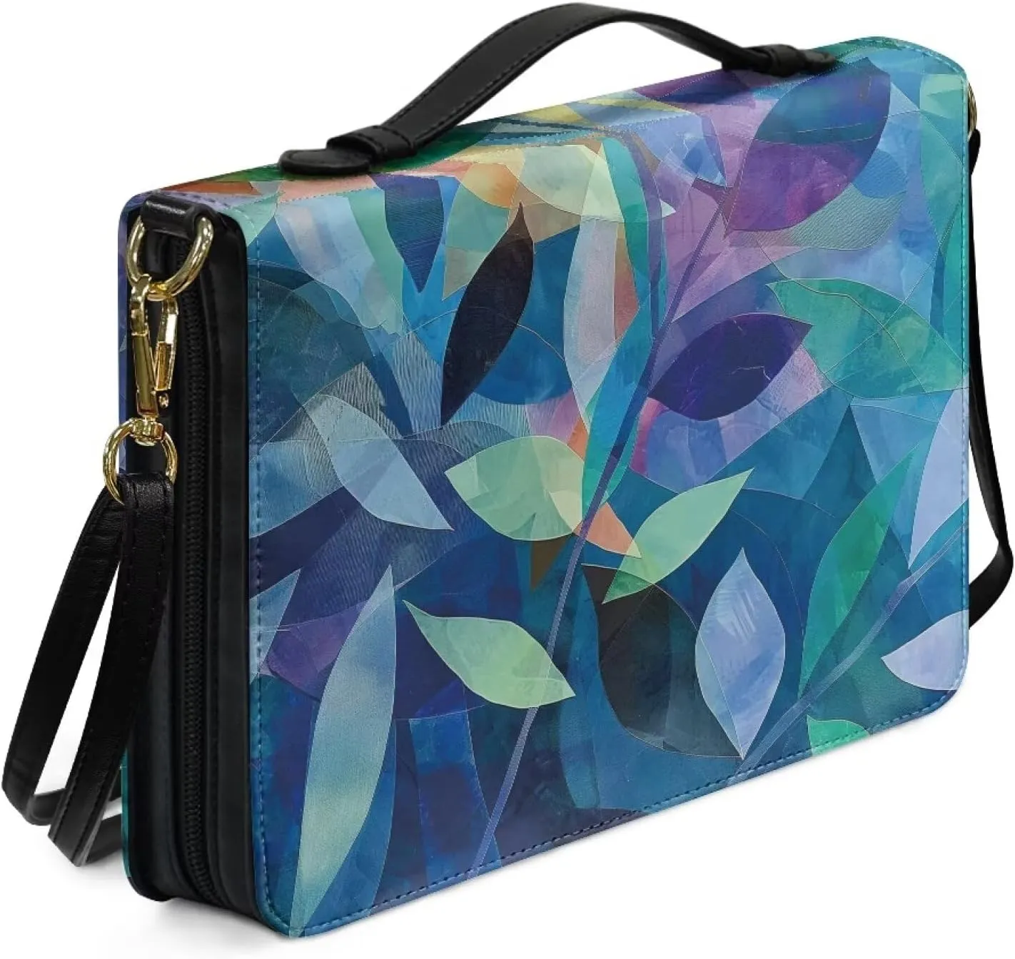Personalized PU Bible Cover with Strap Church Book Cover,Carrying Book Case Crossbody Bag Bible Protective