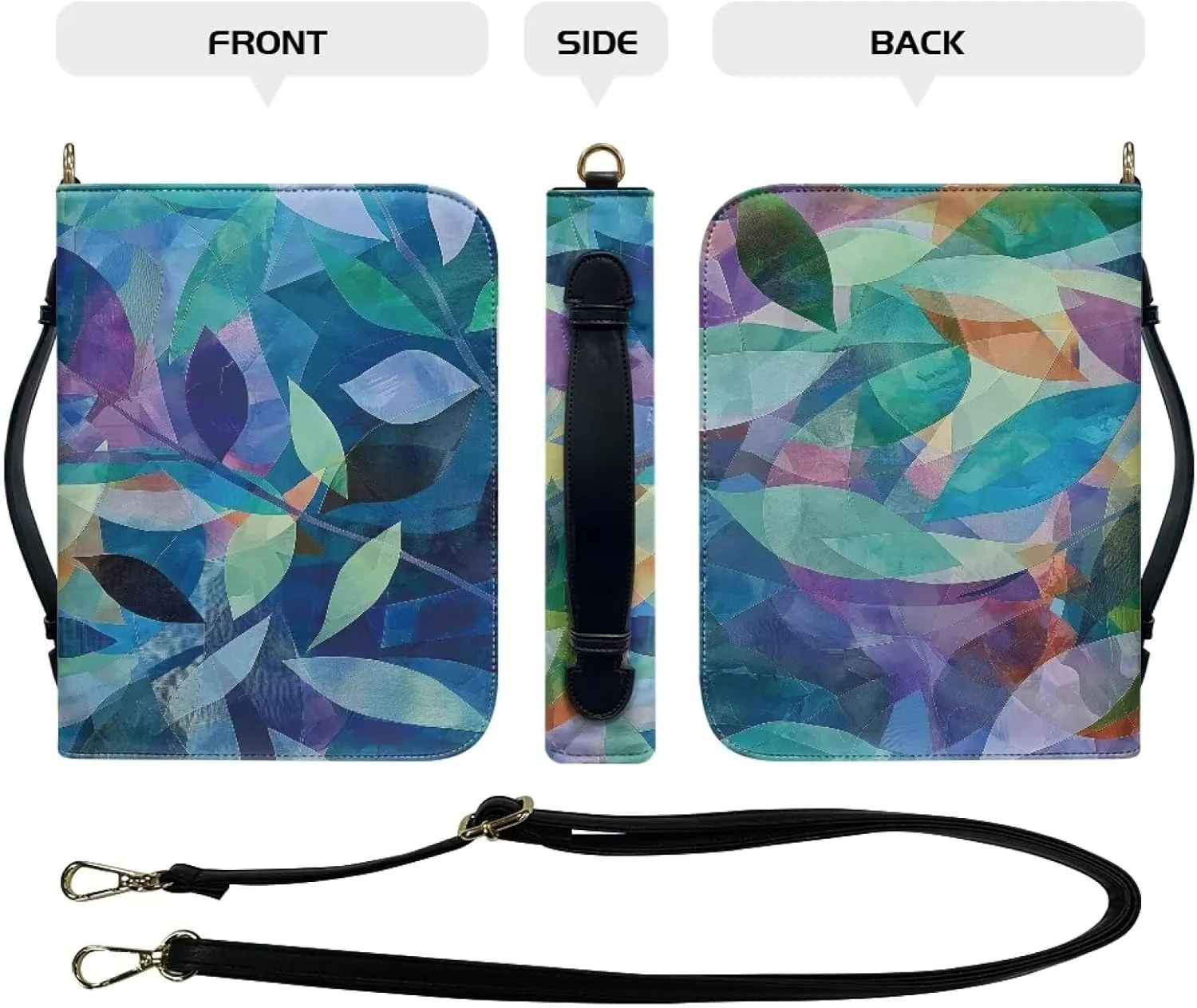 Personalized PU Bible Cover with Strap Church Book Cover,Carrying Book Case Crossbody Bag Bible Protective