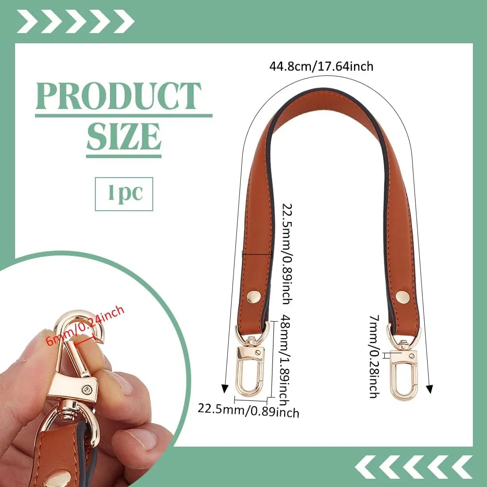 PH PandaHall Genuine Leather Purse Strap Leather Bag Handle Replacement, Short Bag Straps with Clasps for Handbag Making