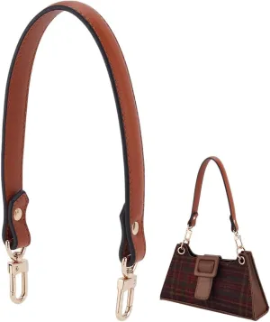 PH PandaHall Genuine Leather Purse Strap Leather Bag Handle Replacement, Short Bag Straps with Clasps for Handbag Making