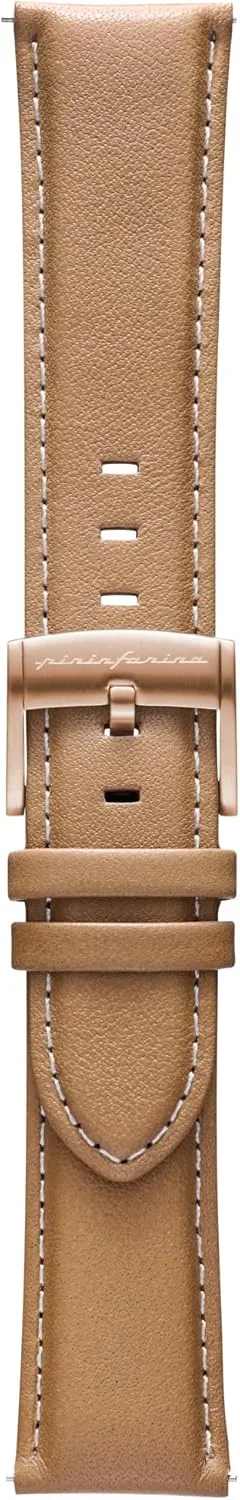 pininfarina Watch Strap - Genuine Italian Leather 22mm Band for Senso Hybrid Smart Watch with Steel Buckle & Quick Release - 125mm Long End & 75mm Short End Length - Beige