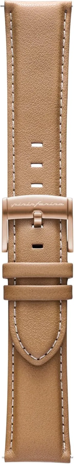 pininfarina Watch Strap - Genuine Italian Leather 22mm Band for Senso Hybrid Smart Watch with Steel Buckle & Quick Release - 125mm Long End & 75mm Short End Length - Beige