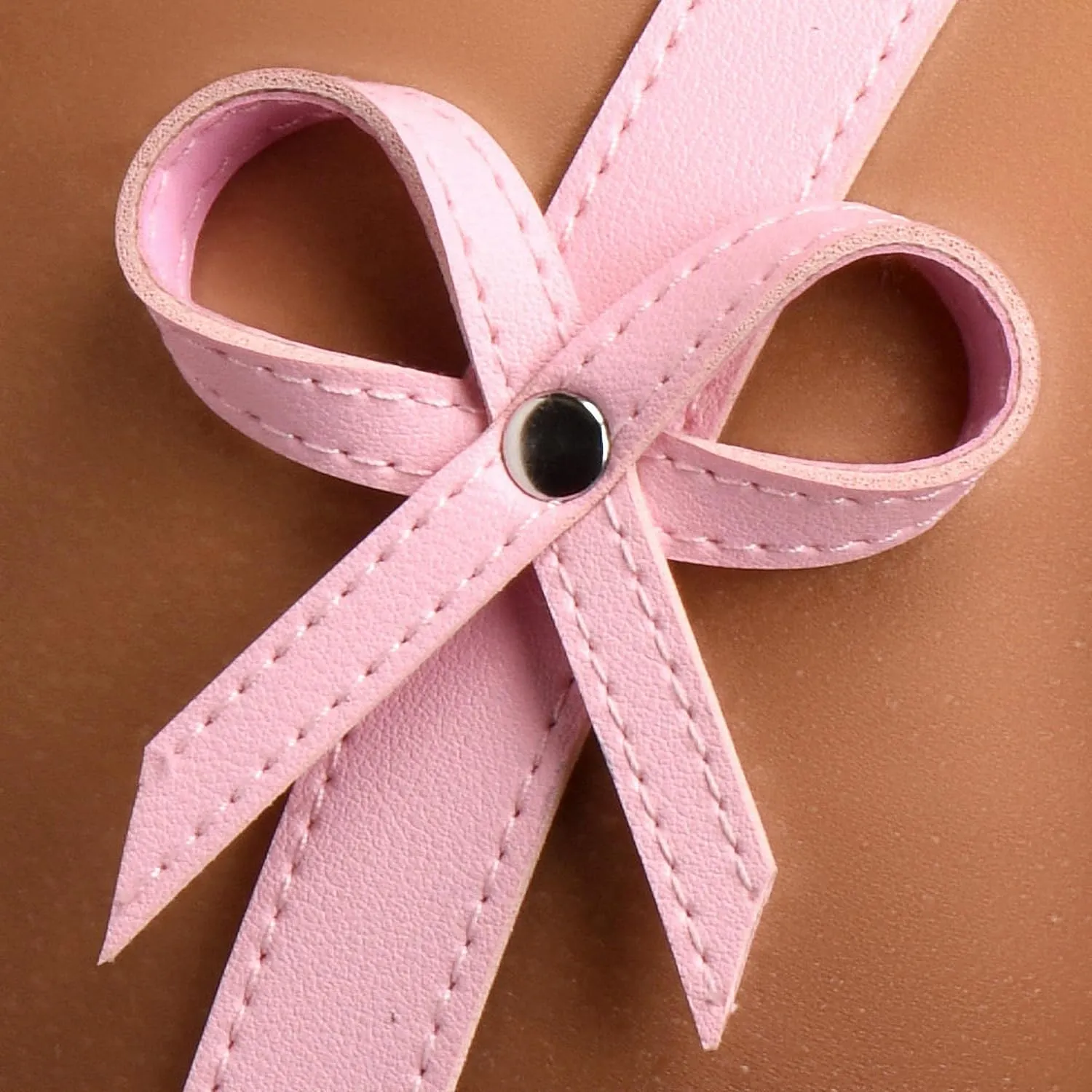 Pink Bondage Harness With Bows for Women, Men, & BDSM Couples, Vegan Leather Restraints for Subs - Medium Large, Pink.