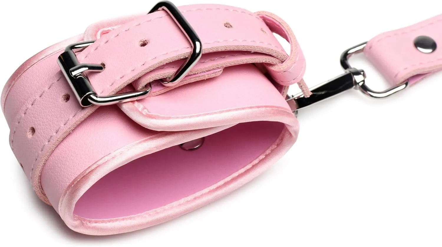 Pink Bondage Harness With Bows for Women, Men, & BDSM Couples, Vegan Leather Restraints for Subs - Medium Large, Pink.