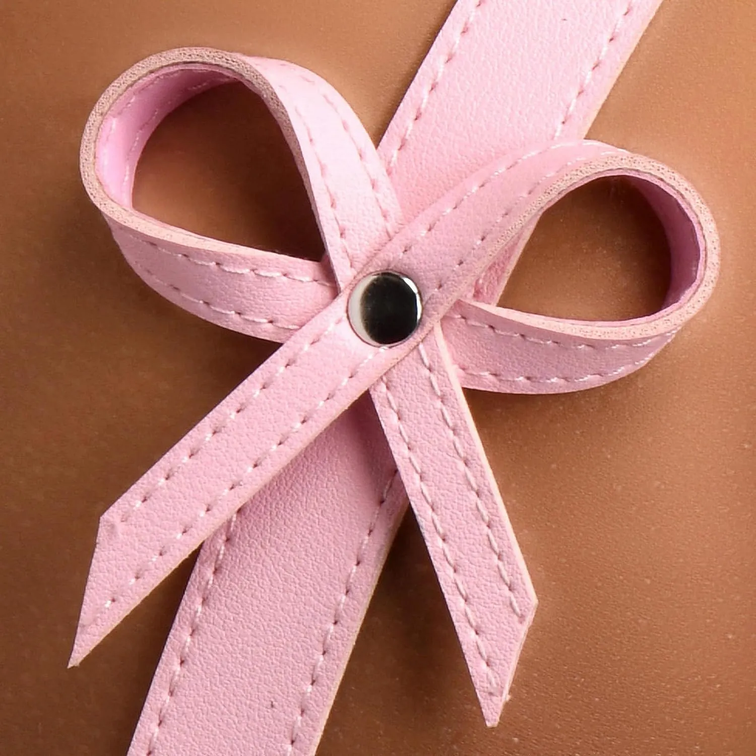 Pink Bondage Harness With Bows for Women, Men, & BDSM Couples, Vegan Leather Restraints for Subs - Medium Large, Pink.