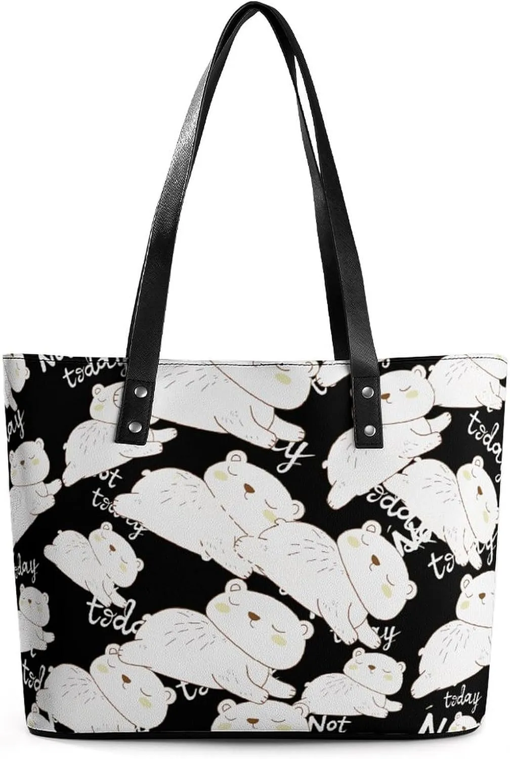 Polar Bear Not Today Women's Tote Shoulder Bag Handbag Top Handle Leather 29 * 34 * 14cm