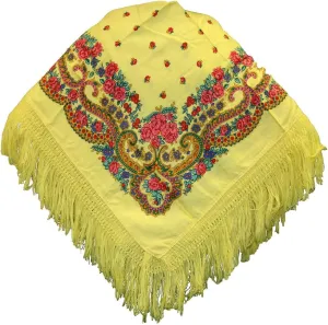 Portuguese Folklore Regional Head Half Scarf Shawl with Fringe