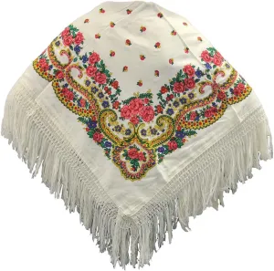 Portuguese Folklore Regional Head Half Scarf Shawl with Fringe