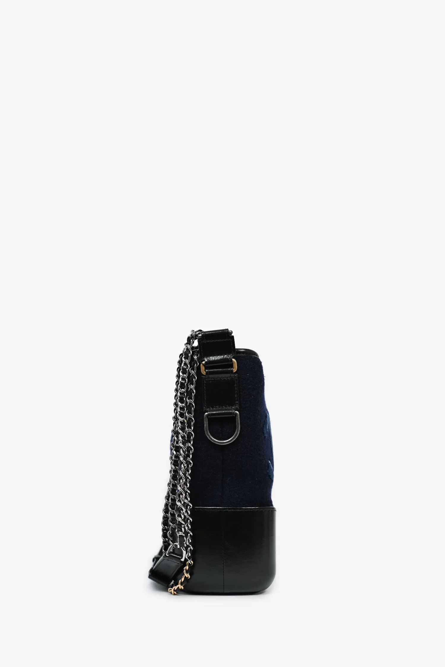 Pre-Loved Chanel™ 2019 Navy Wool 'Paris Hamburg' Embroidered Large Gabrielle Hobo