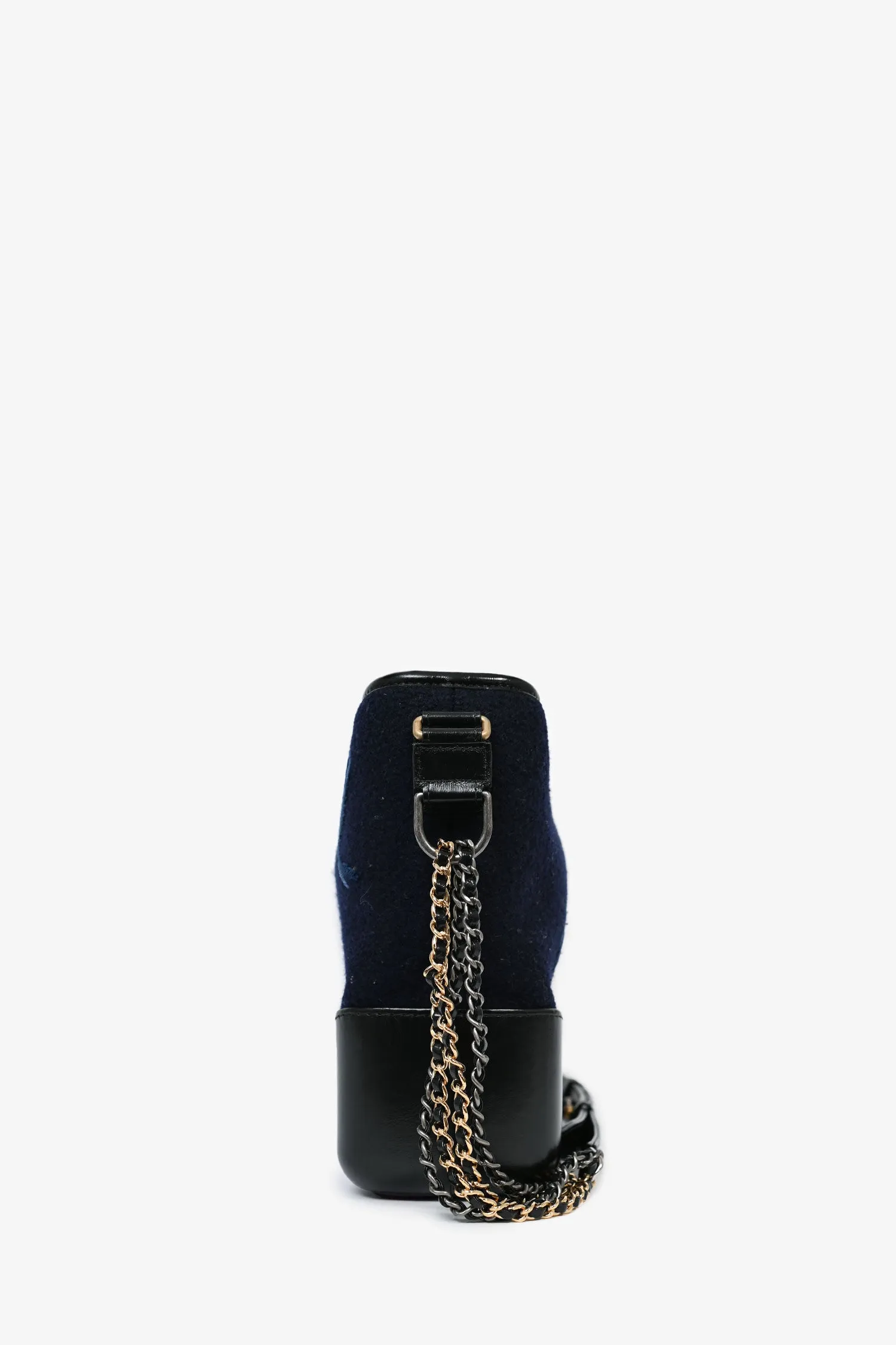 Pre-Loved Chanel™ 2019 Navy Wool 'Paris Hamburg' Embroidered Large Gabrielle Hobo
