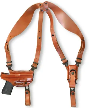 Premium Leather Horizontal Shoulder Holster System with Single Magazine Carrier for Smith Wesson Model 3913 Ladysmith 9mm 3.5''BBL, Right Hand Draw, Brown Color #1397#