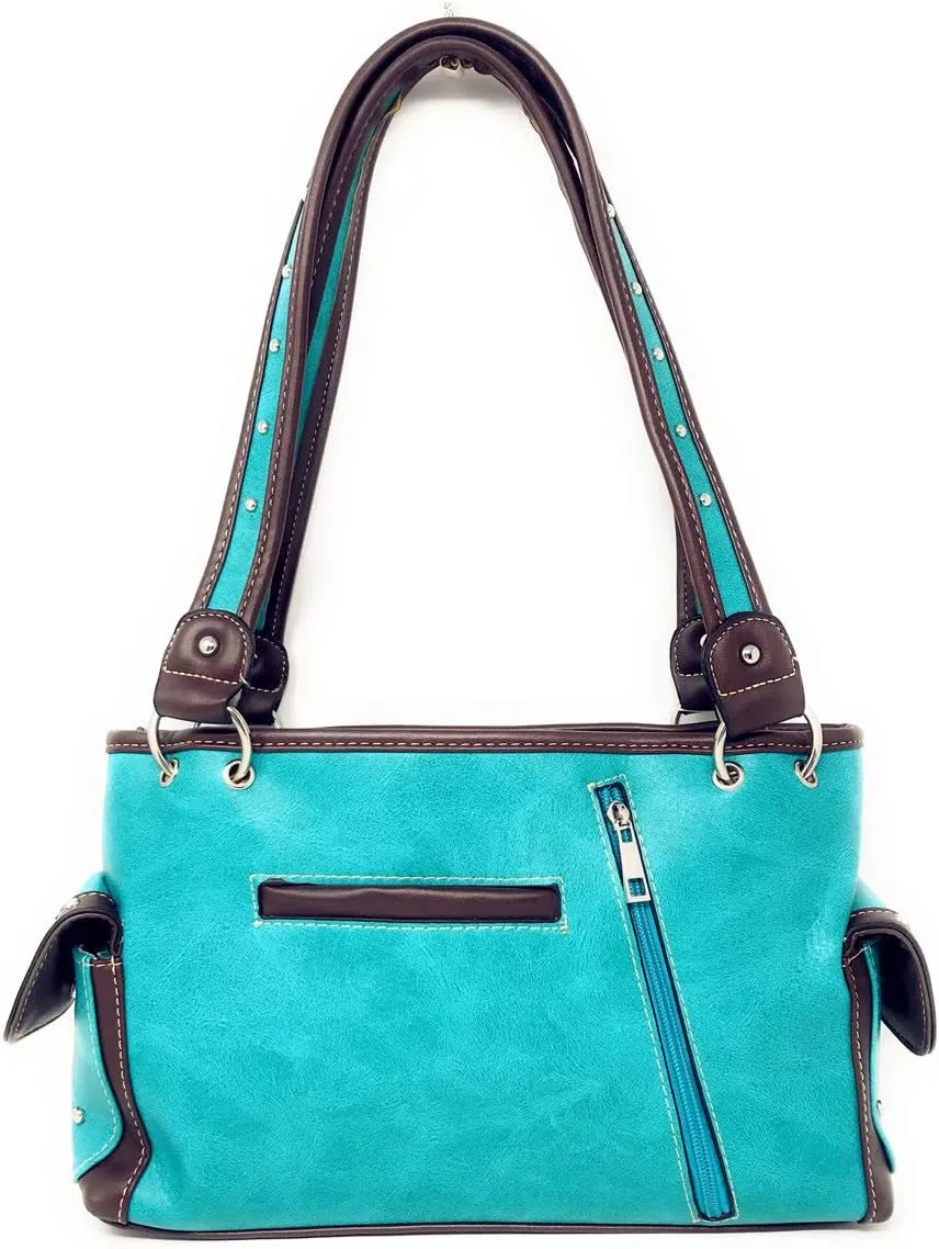 Premium Rhinestone Cross Western Embroidered Concealed Carry Handbag Purse in 6 colors