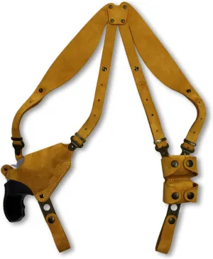 Premium Suede Leather Shoulder Holster System with Double Speed Loader Fits S&W Model 686 Plus 357 Magnum 7-Shot 2.5''BBL, Right-Hand Draw, Brown Color #1474#