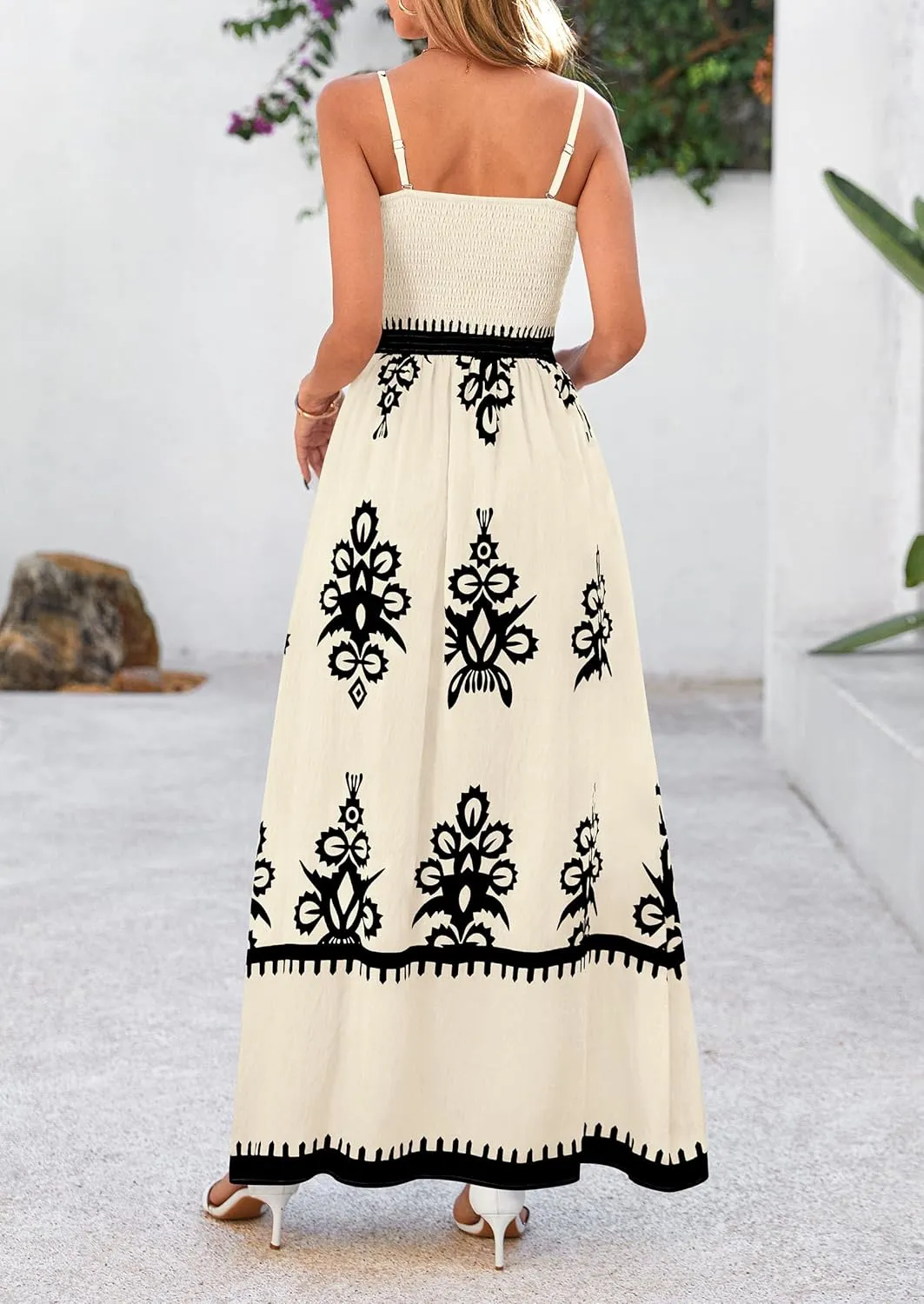 PRETTYGARDEN Summer Dress for Women 2025 Floral Sundress Spaghetti Strap Flowy Beach Vacation Boho Maxi Dresses