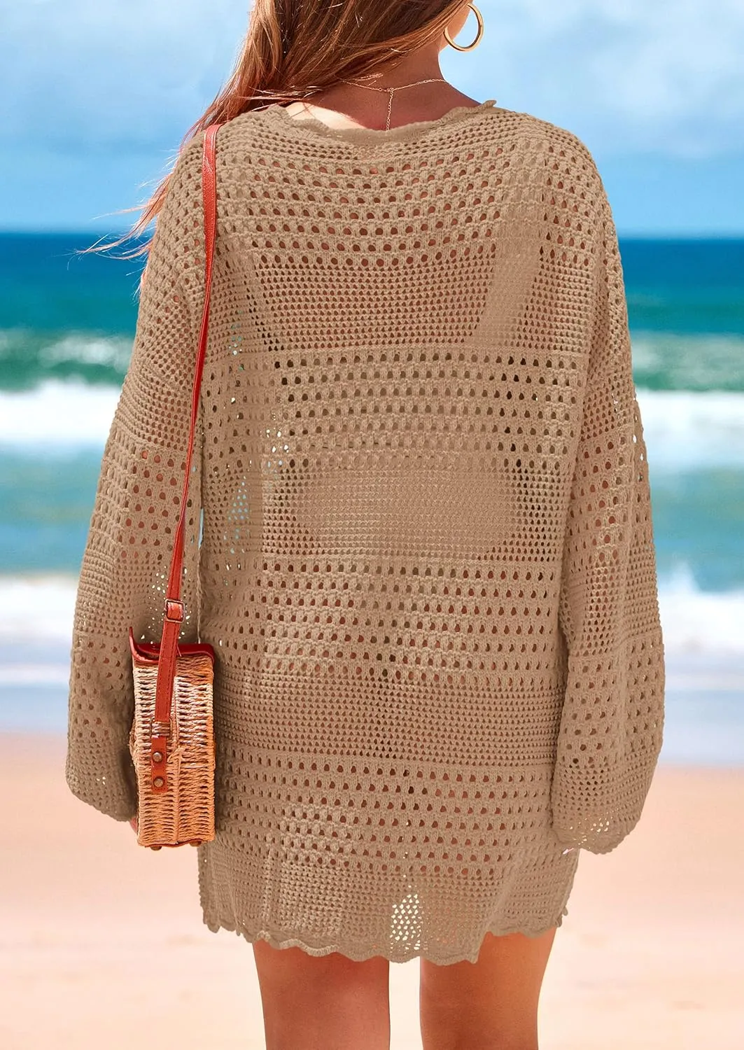 PRETTYGARDEN Women's 2025 Swimsuit Cover Ups Crochet Knit Bathing Suit Swimwear Summer Dresses Fashion Beach Vacation Clothes