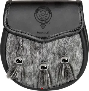 Pringle Semi Dress Sporran Fur Plain Leather Flap Scottish Clan Crest