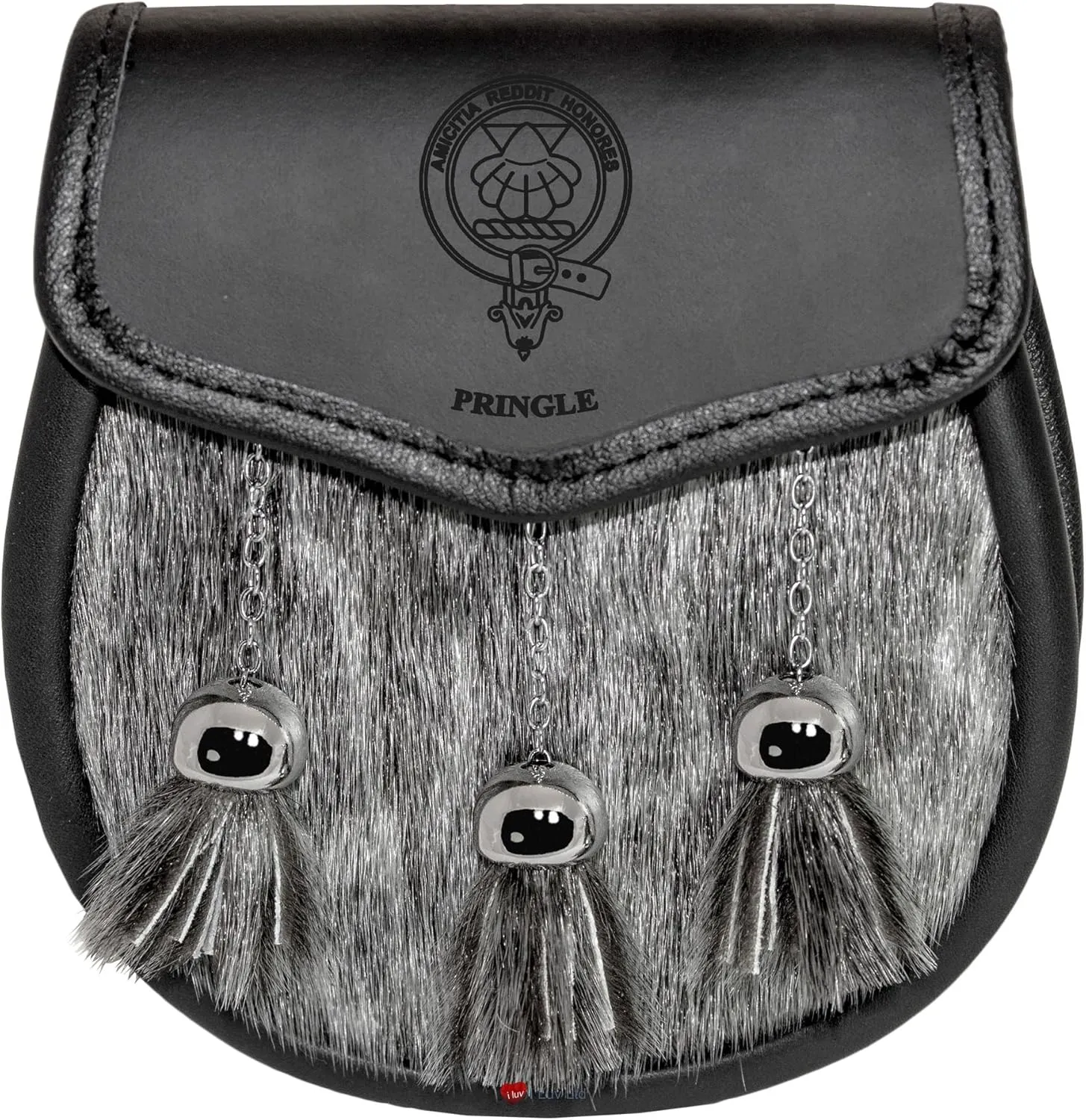 Pringle Semi Dress Sporran Fur Plain Leather Flap Scottish Clan Crest