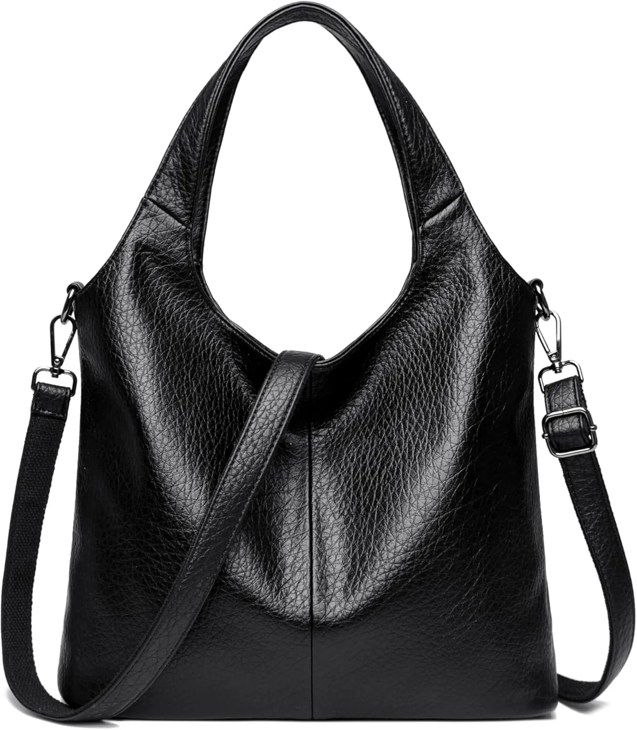 PU Leather Crossbody Tote Bag For Women Big Capacity Handbag Slouchy Tote Purses Shoulder Bag for Travel Work Party.