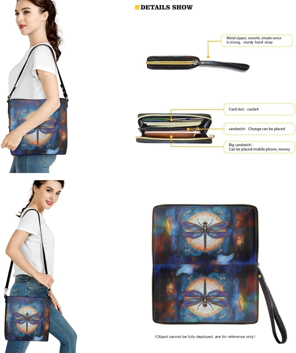 PU Leather Womens Crossbody Tote Bag Purse Sets Large Satchel Handbag with Wristlet Wallet for Travel Shopping