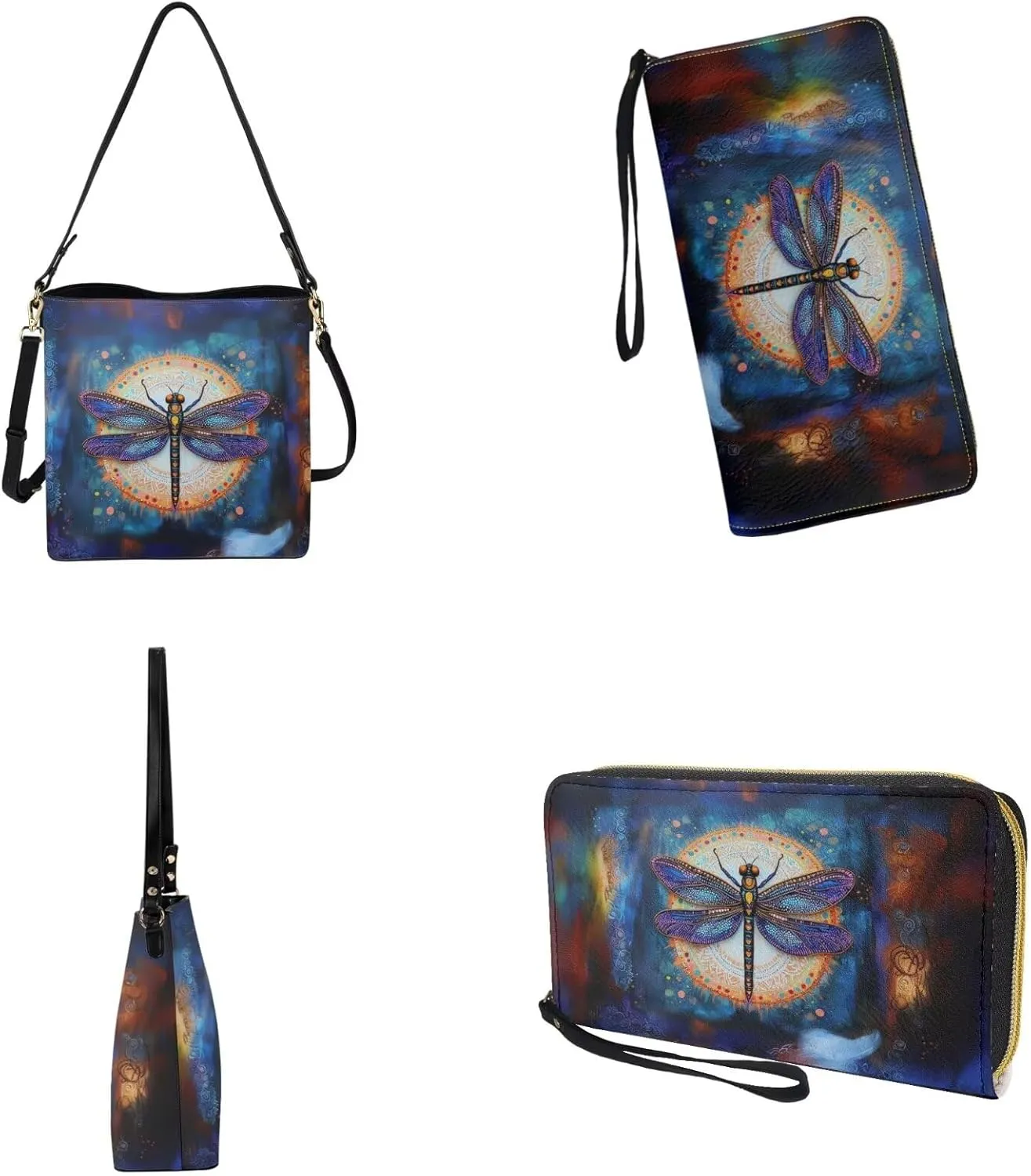 PU Leather Womens Crossbody Tote Bag Purse Sets Large Satchel Handbag with Wristlet Wallet for Travel Shopping