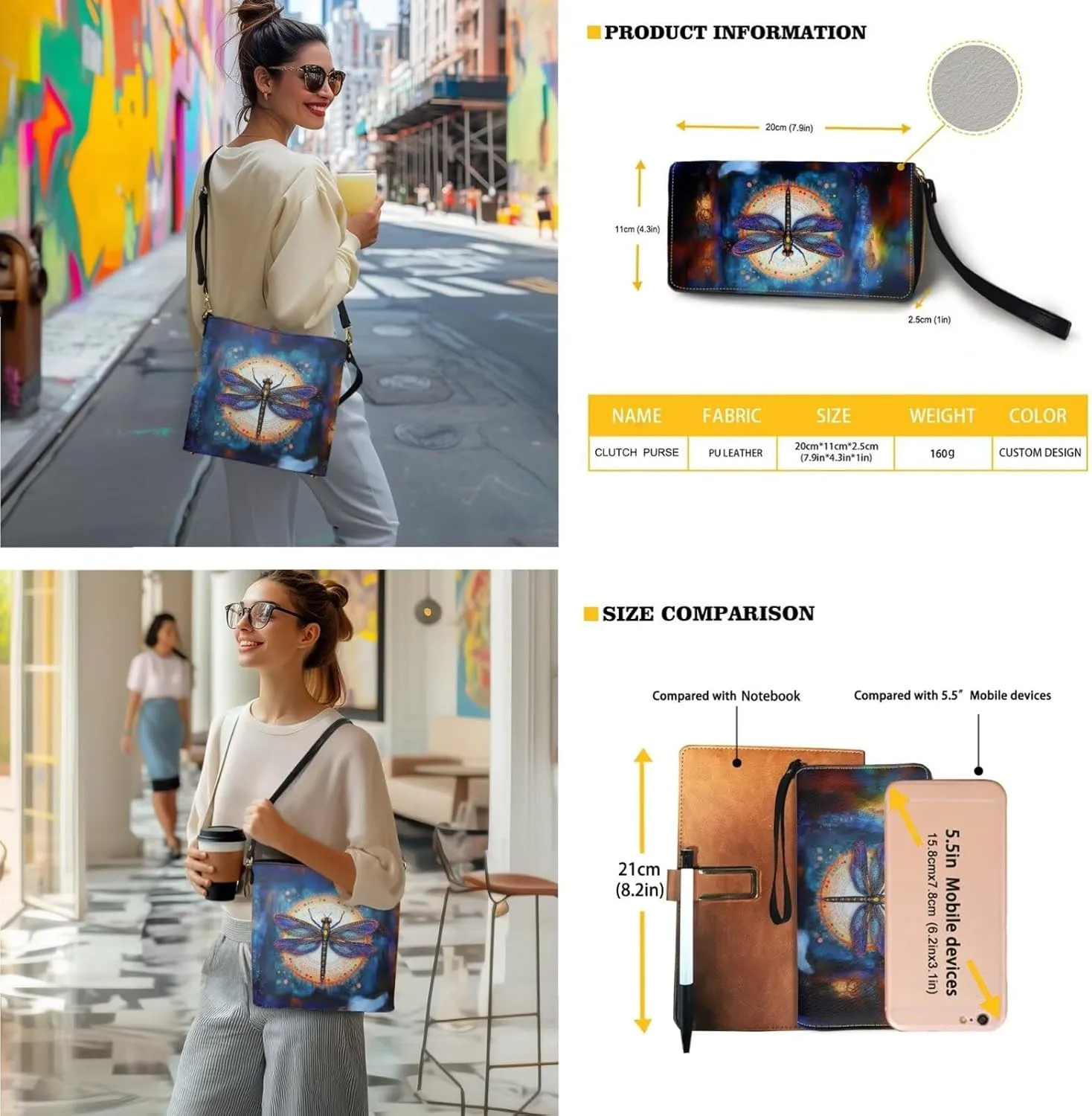 PU Leather Womens Crossbody Tote Bag Purse Sets Large Satchel Handbag with Wristlet Wallet for Travel Shopping