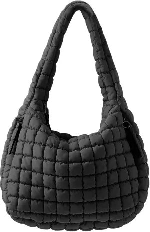 Puffer Quilted Shoulder Bag for Women Padding Shoulder Bag Puffy Hobo Bag Trendy Tote Bag 2025