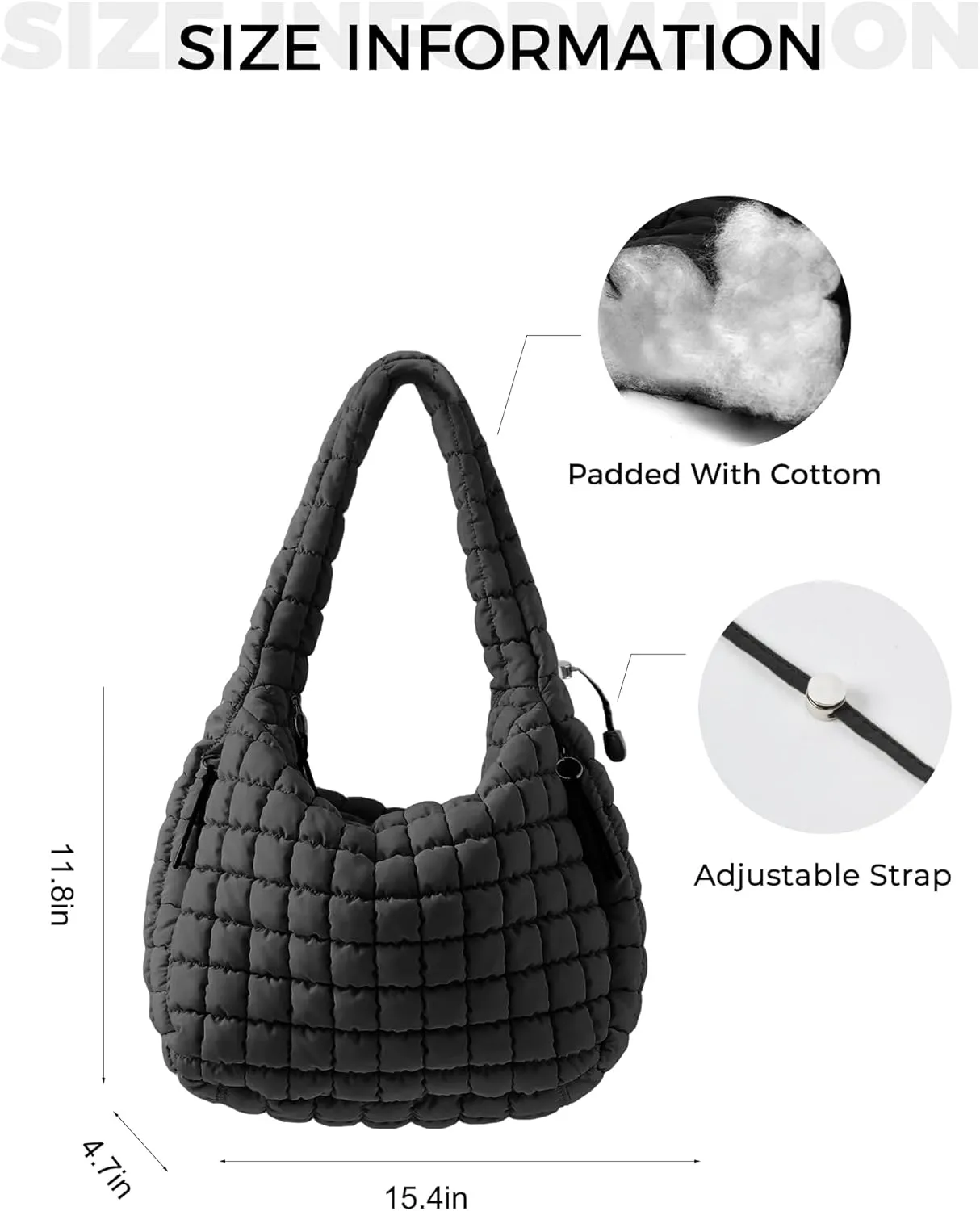 Puffer Quilted Shoulder Bag for Women Padding Shoulder Bag Puffy Hobo Bag Trendy Tote Bag 2025