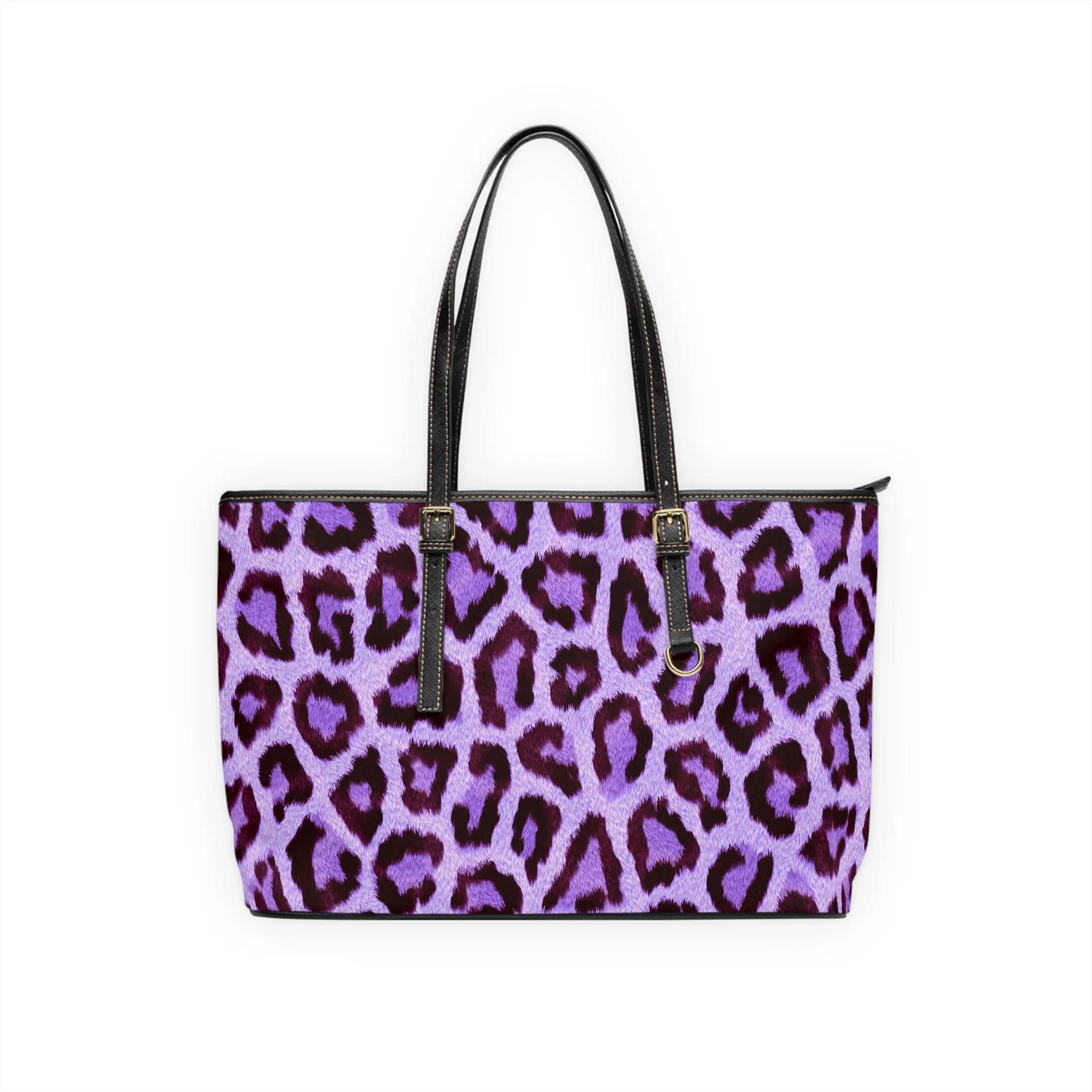 Purple Leopard Print PU Leather Shoulder Bag