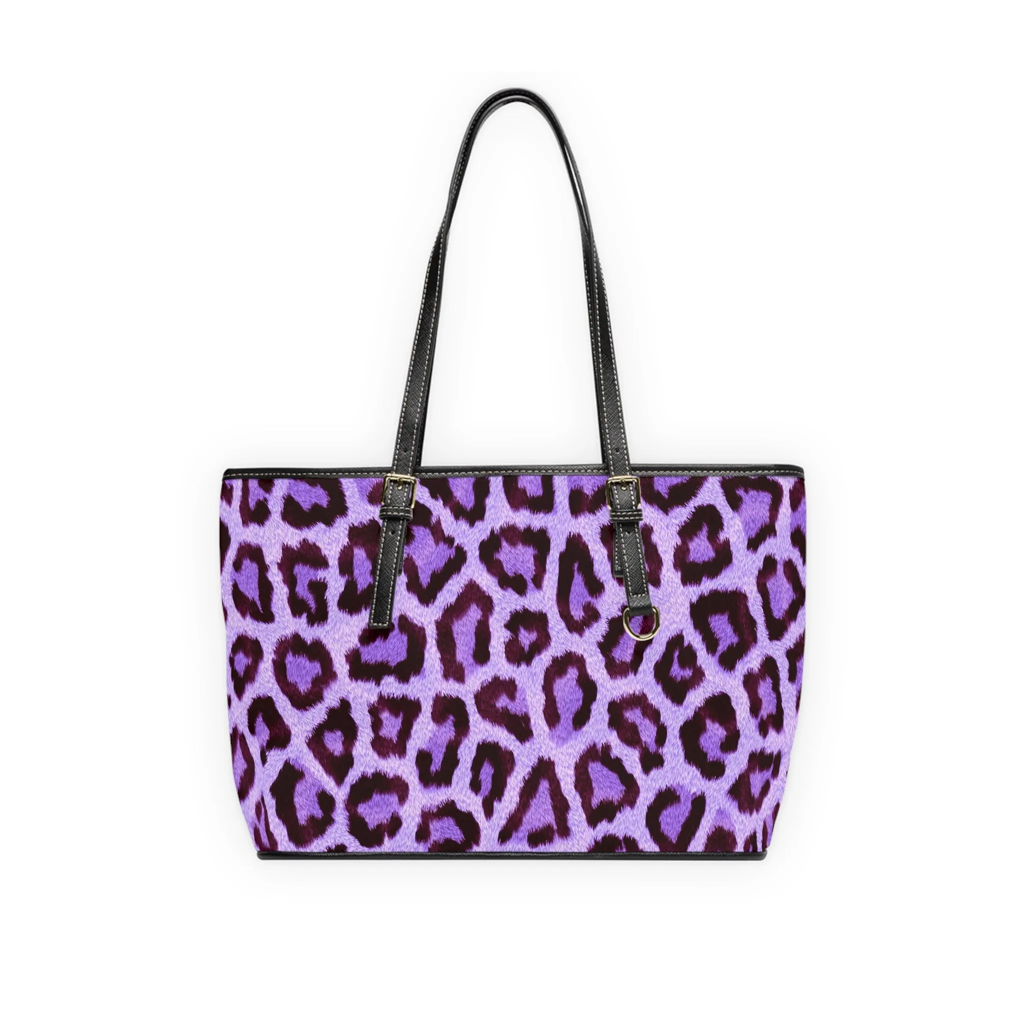 Purple Leopard Print PU Leather Shoulder Bag