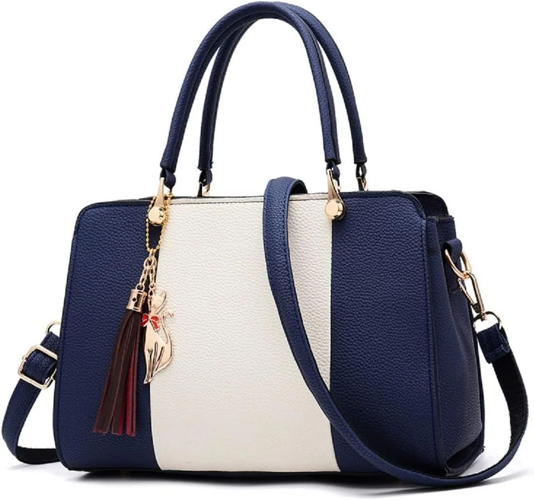 Purses and Handbags for Women Fashion Ladies PU Leather Top Handle Color Satchel Tassel Pendant Shoulder Tote Bag(Light Pink)