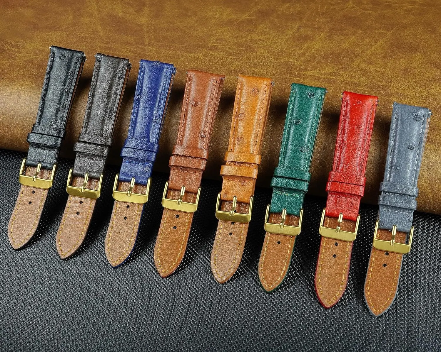Quick Release Ostrich Leather Watch Bands Men Handmade Replacement Elegant Wrist Watch Straps Vintage Extra Soft Exotic Leather Strap 18mm 19mm 20mm 21mm 22mm