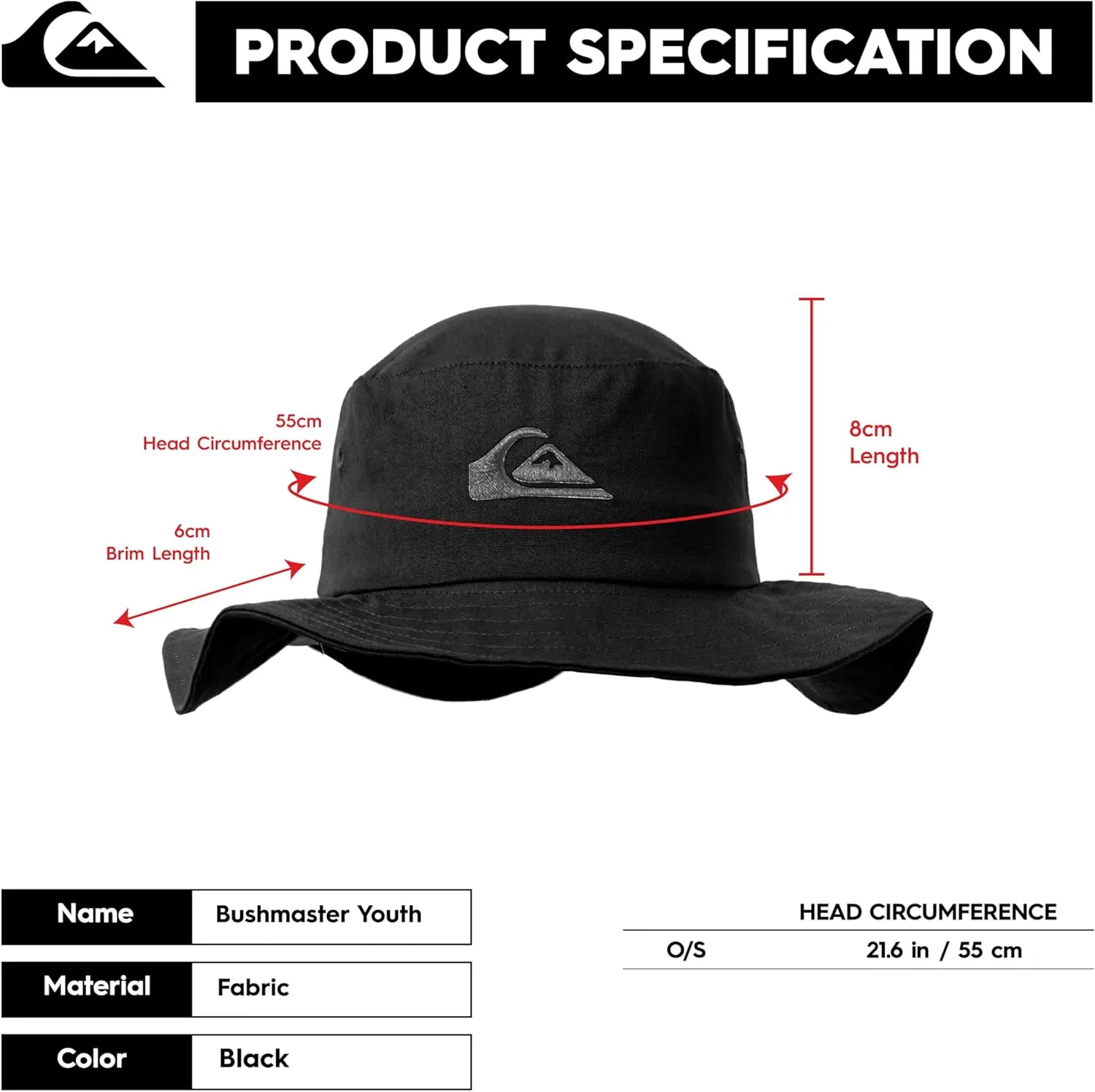 Quiksilver Boys Kid's Bushmaster Sun Protection Floppy Visor Bucket Hat