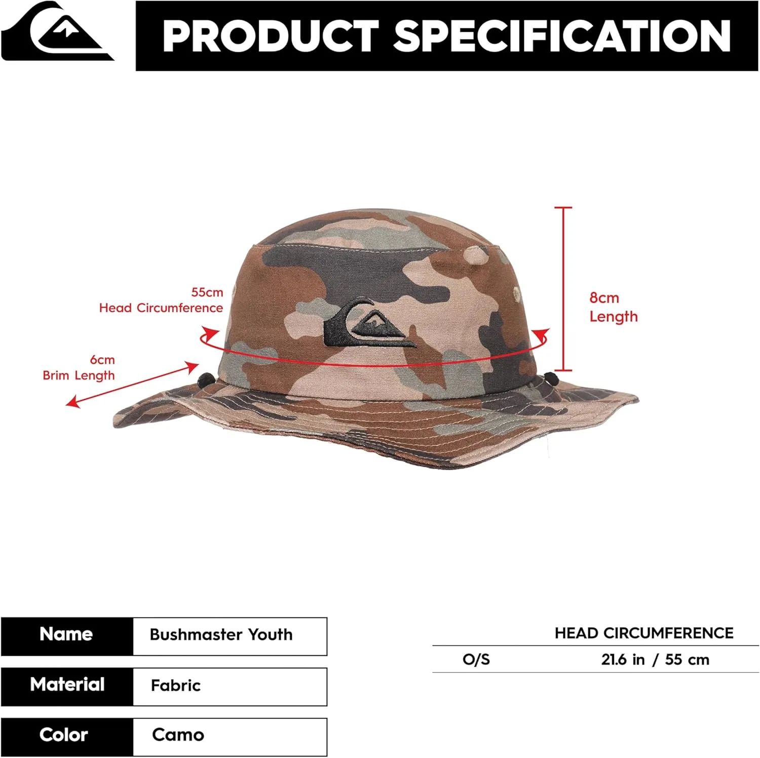 Quiksilver Boys Kid's Bushmaster Sun Protection Floppy Visor Bucket Hat