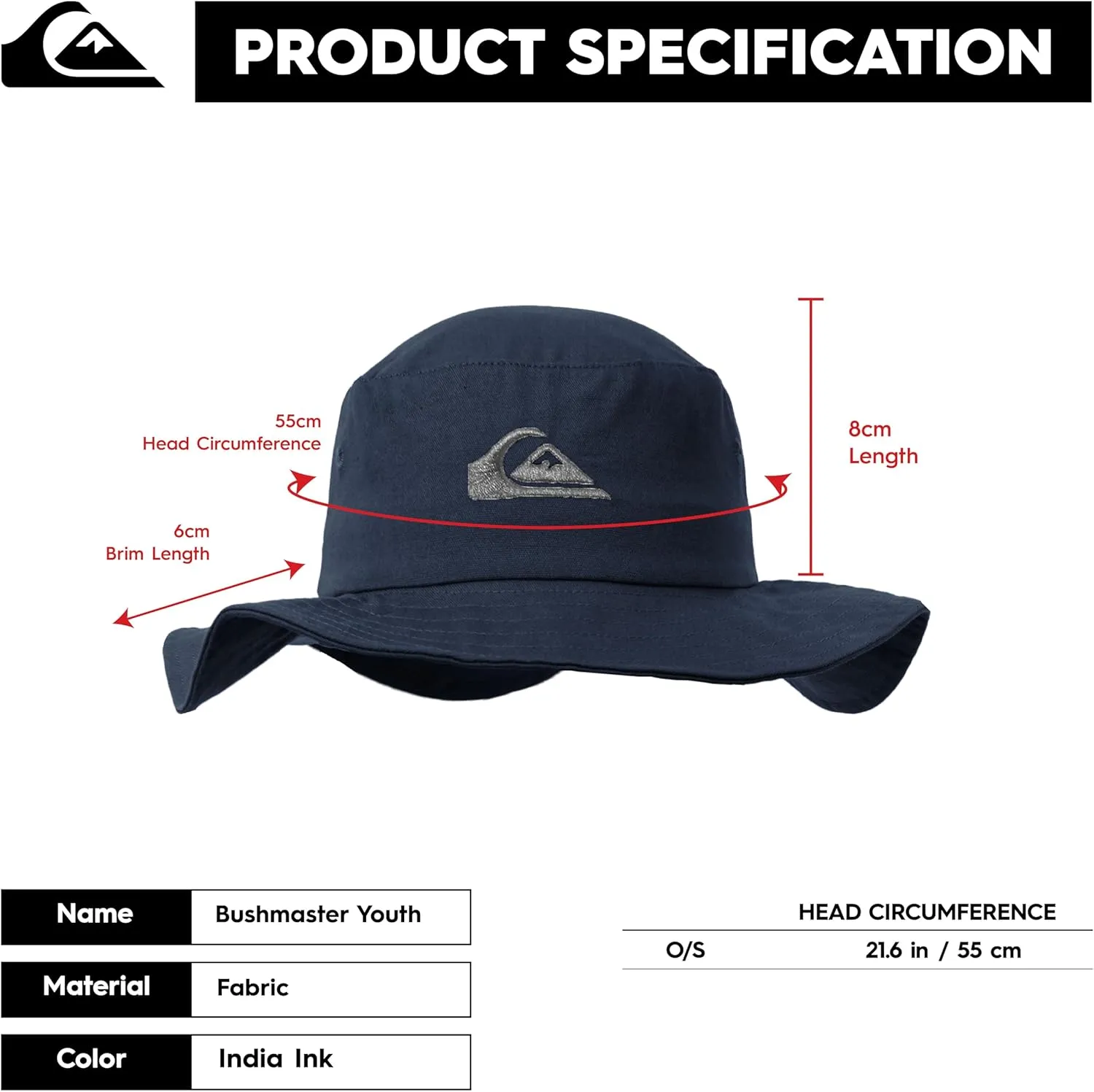Quiksilver Boys Kid's Bushmaster Sun Protection Floppy Visor Bucket Hat
