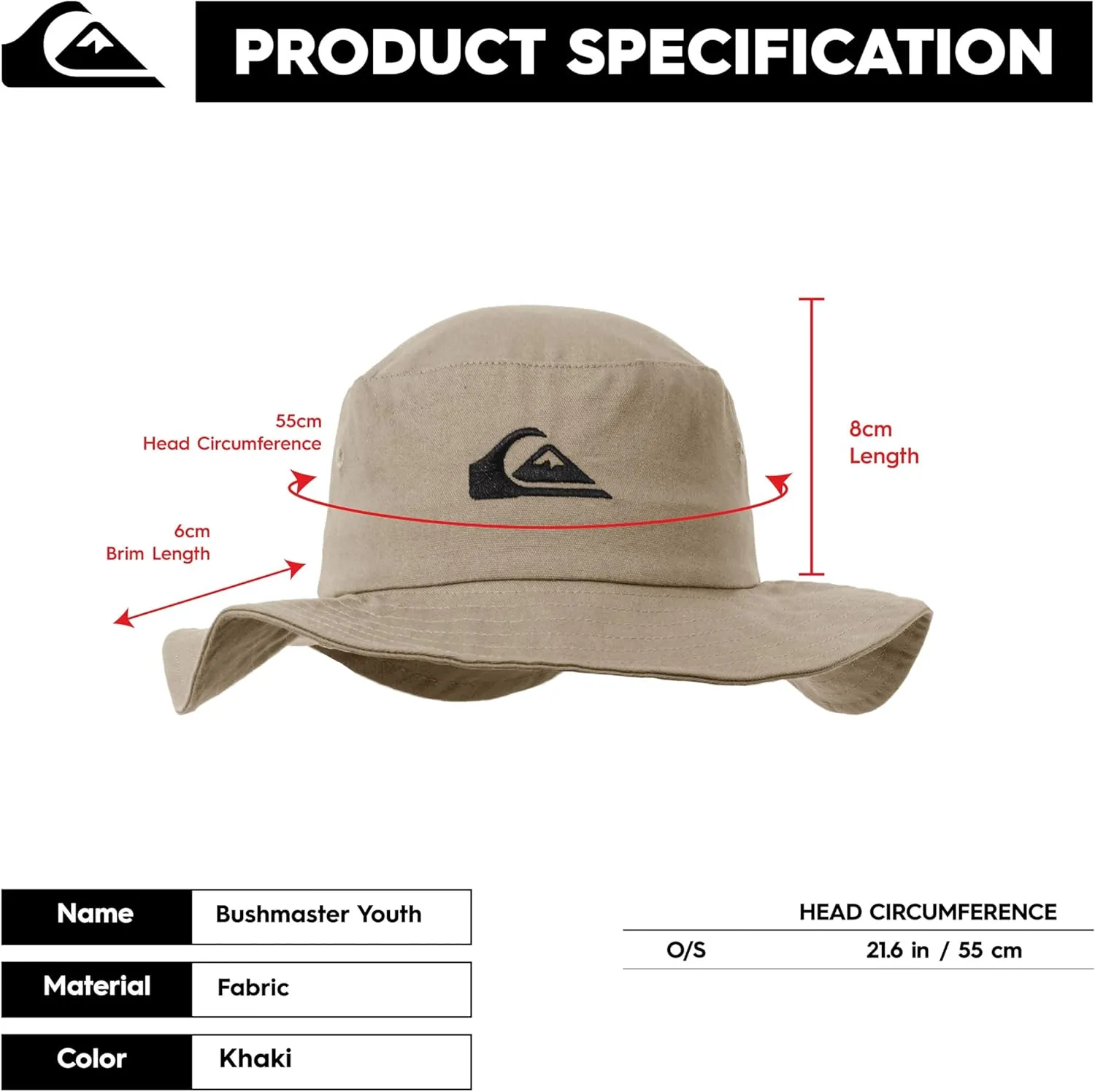 Quiksilver Boys Kid's Bushmaster Sun Protection Floppy Visor Bucket Hat