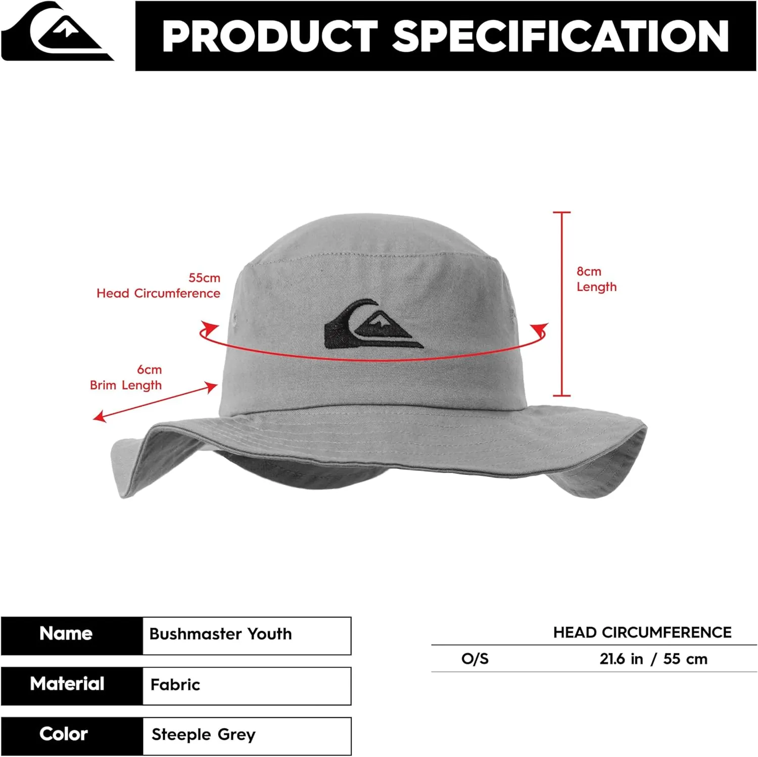 Quiksilver Boys Kid's Bushmaster Sun Protection Floppy Visor Bucket Hat