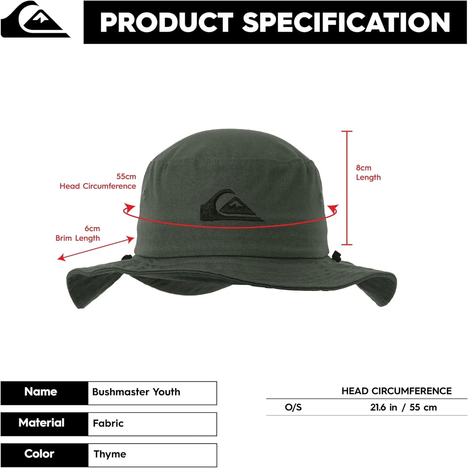 Quiksilver Boys Kid's Bushmaster Sun Protection Floppy Visor Bucket Hat