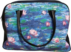 RaanPahMuang Salvador Dali Monet Gustav Klimt Vincent Van Gogh Fashion Bag Painting Artwork, Travel Bag (Faux Leather Straps) - Claude Monet - Nympheas