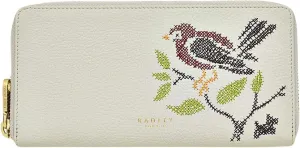 RADLEY London Embroidery Bird Large Zip-Around Continental Wallet, Open Gray
