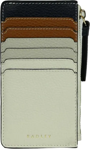 RADLEY London Womens Tavistock Stripe Medium Ziptop Coin Purse Wallet Made from Natural Tan and Black Grained Leather with 6 Card Slots, Light Natural, One Size, Contemporary