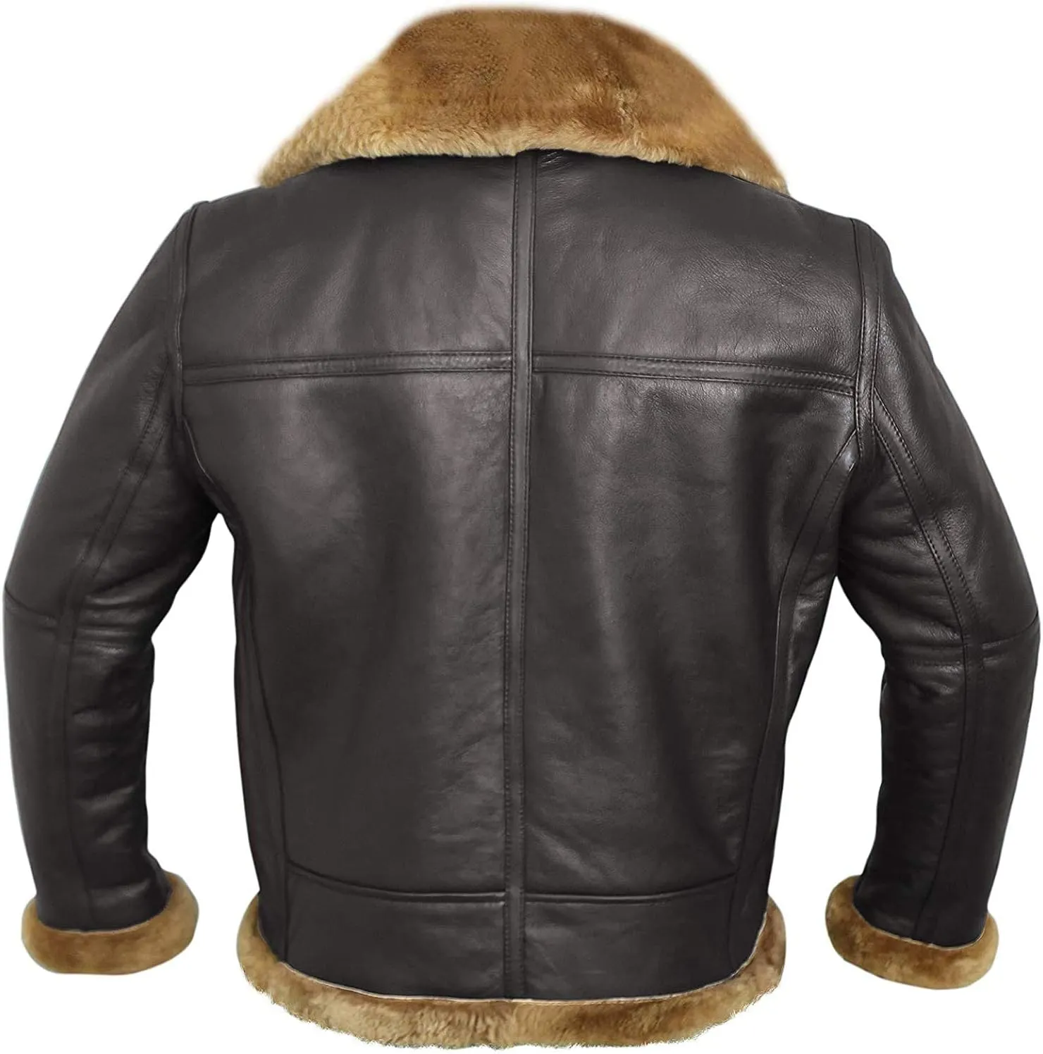 RAF Bomber Ginger Men B3 Bomber Jacket Aviator Real Shearling Bomber Sheepskin Leather Jacket