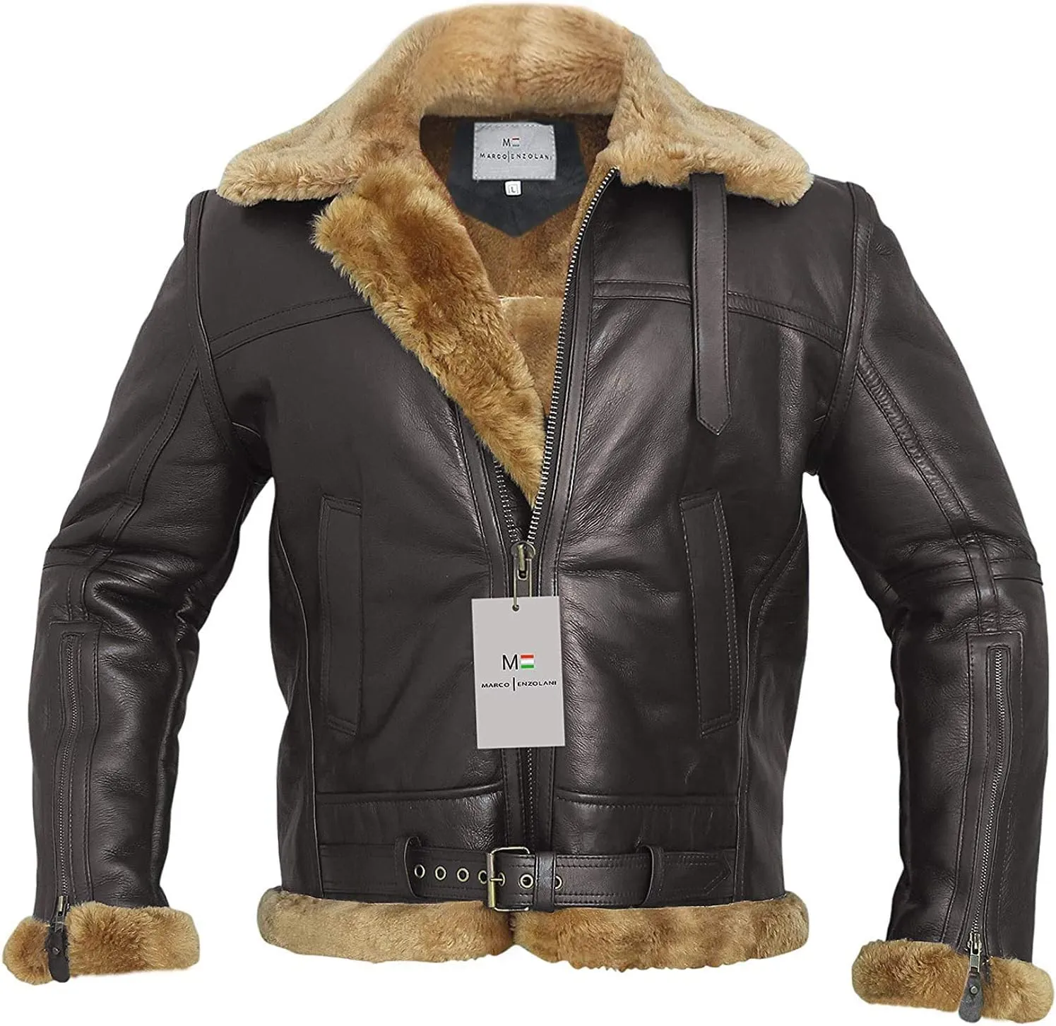 RAF Bomber Ginger Men B3 Bomber Jacket Aviator Real Shearling Bomber Sheepskin Leather Jacket