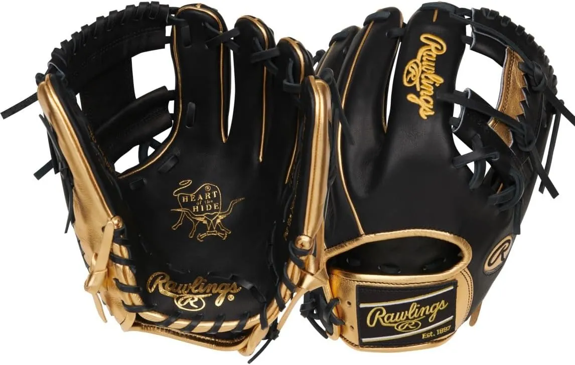 Rawlings Heart of The Hide GOTM June 2024 PROGOLDYVIII 11.5 Inch Baseball Glove Right Hand Throw, Black
