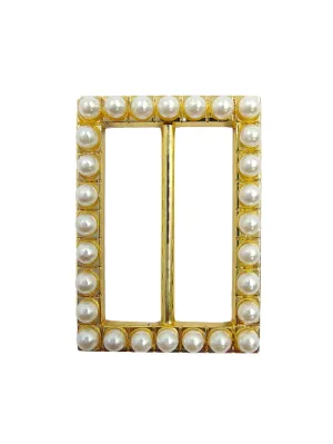 Rectangular Gold Pearl Metal Buttons