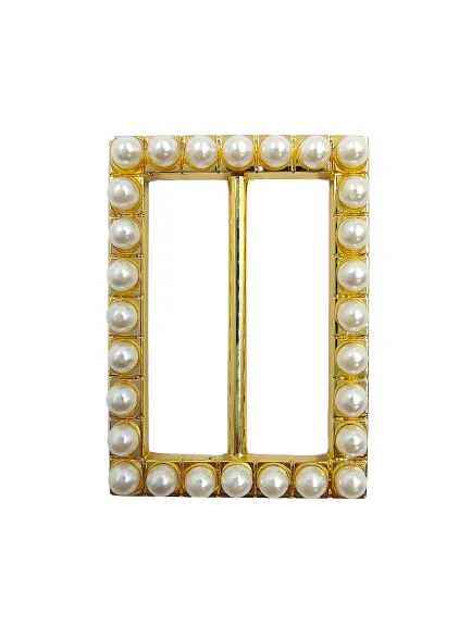 Rectangular Gold Pearl Metal Buttons