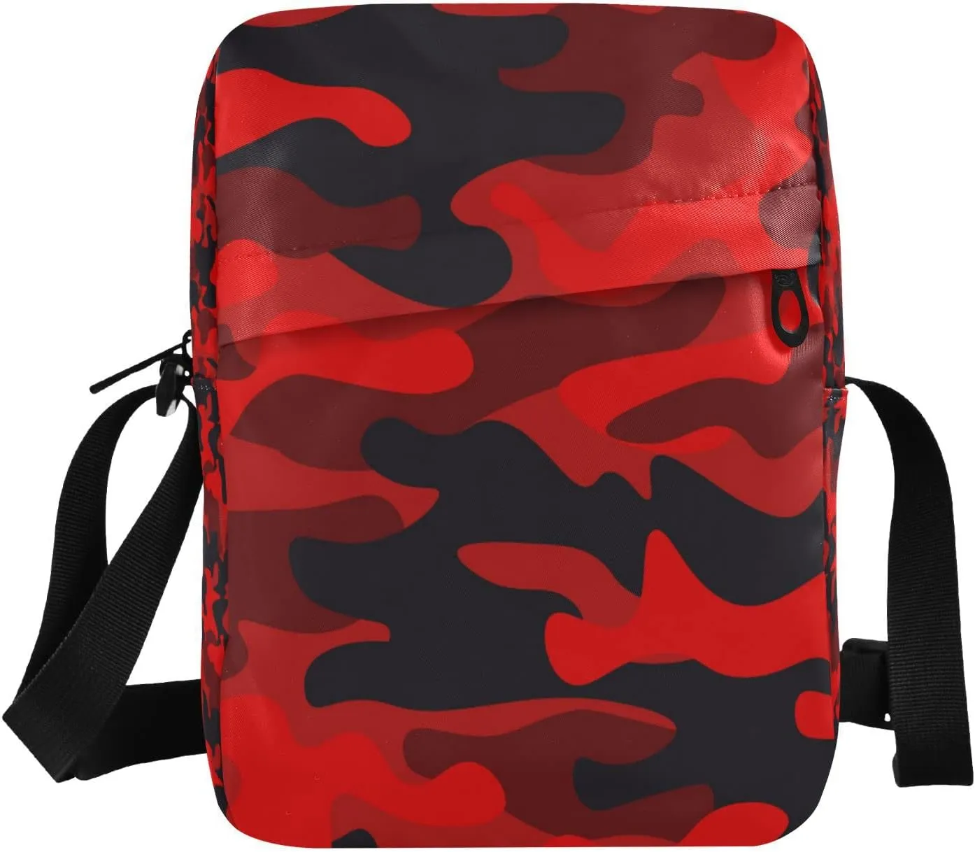 Red Camo Messenger Bag for Women Men Crossbody Shoulder Bag Cell Phone Wallet Purses Man Purse Side Bag with Adjustable Strap for Concert Beach Travel Sporting