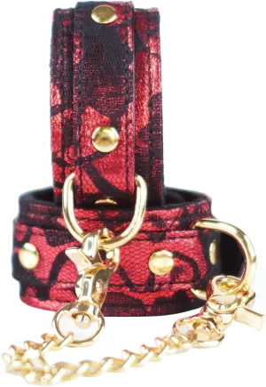 Red Lace Wrist Straps Cuffs PU Fitness for Enhanced Grip and Support during Workouts