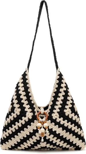 Rejolly Straw Hobo Bag for Women Tote Bag Summer Vacation Beach Handbags Boho Bohemian Style Shoulder Purse